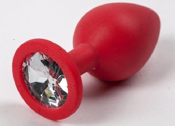 Красная анальная втулка с прозрачным кристаллом - 7,3 см. от Сумерки богов
