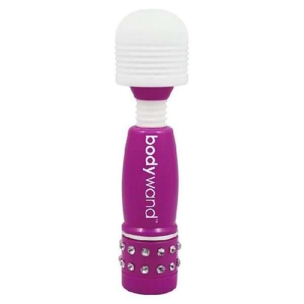 Фиолетово-белый жезловый мини-вибратор с кристаллами Mini Massager Neon Edition от Bodywand