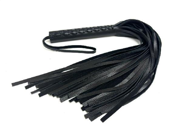 Черная многохвостовая плеть из мягкой кожи - 57 см. от БДСМ Арсенал