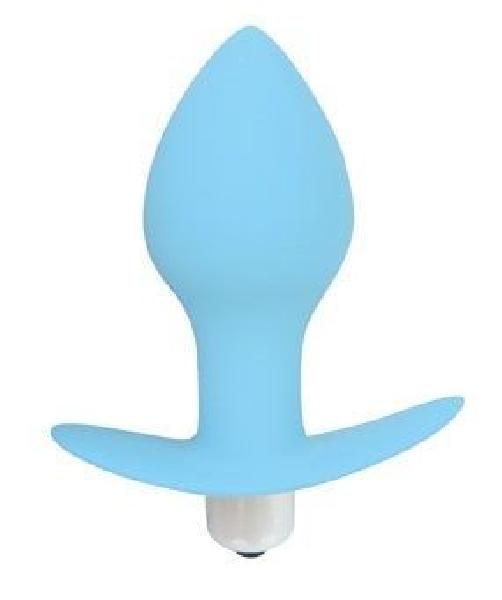 Голубая анальная пробка с вибрацией - 8 см. от Bior toys