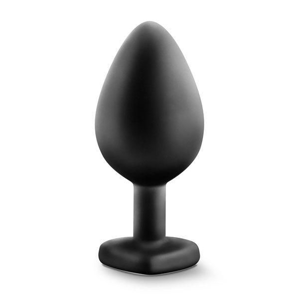 Черная анальная втулка с прозрачным кристаллом Bling Plug Medium - 8,2 см. от Blush Novelties