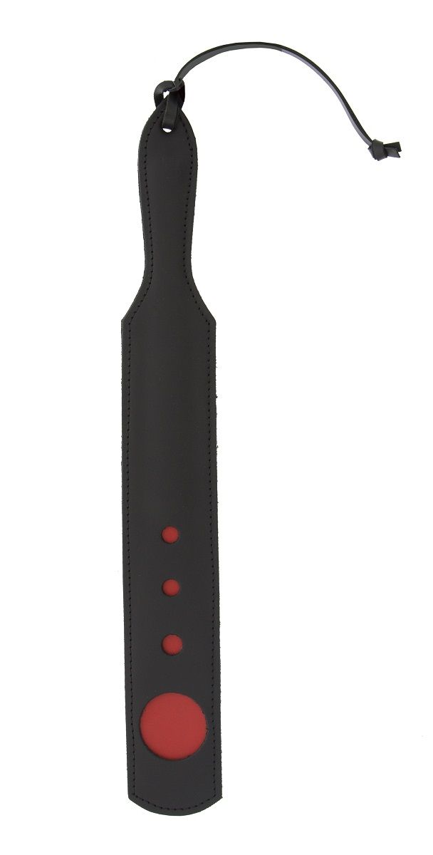 Чёрный пэддл с красным геометрическим узором O-Impression Paddle - 40 см. от Blush Novelties