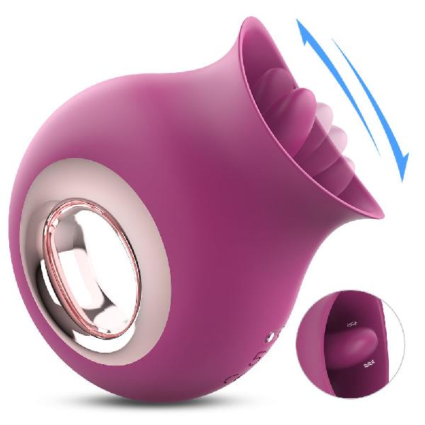 Фиолетовый клиторальный вибромассажёр с подвижным язычком от S-HANDE