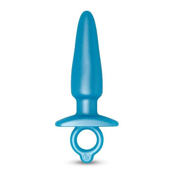 Голубая анальная пробка с кольцом Sleek Tapered Silicone Plug - 15 см. от b-Vibe