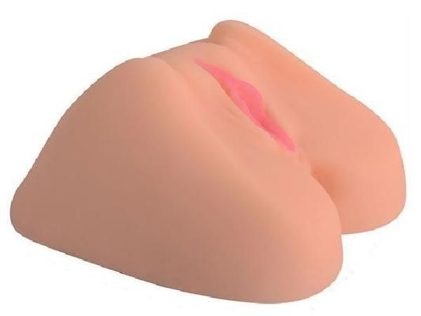 Телесная вагина с розовыми губками и двумя отверстиями от SHEQU