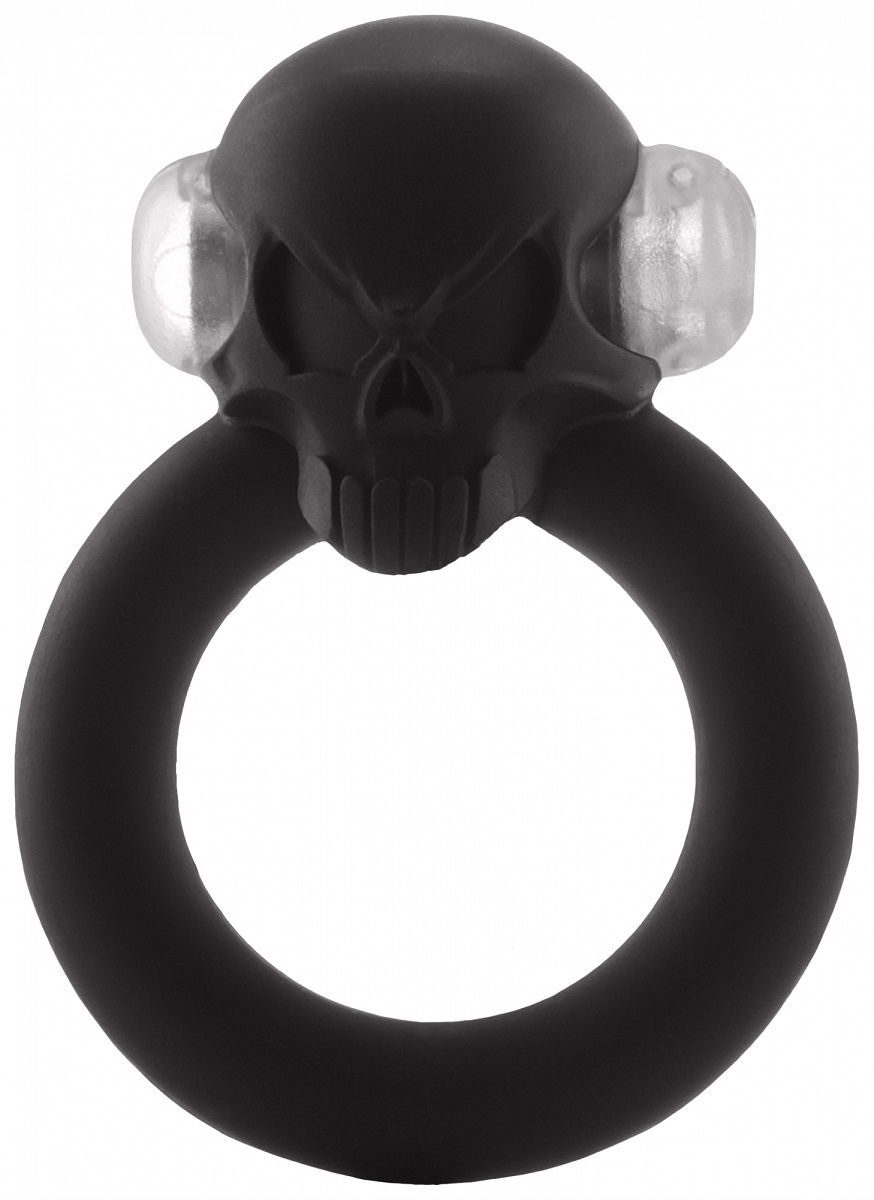 Чёрное виброкольцо Shadow Skull Cockring с черепом от Shots Media BV
