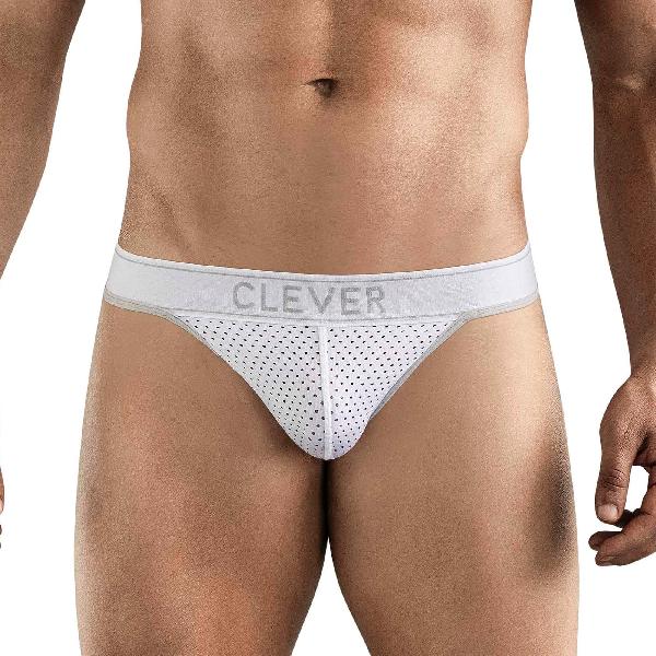 Белые перфорированные трусы-тонги Clever Ambar Thong от Clever Masculine Underwear
