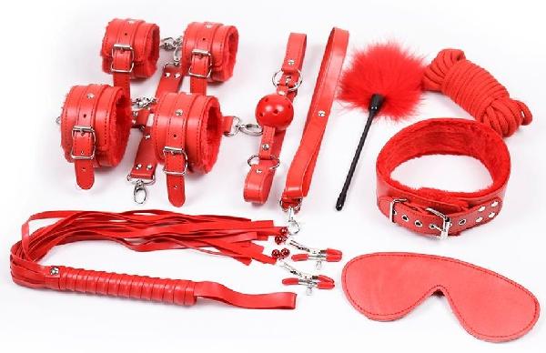 Набор красных БДСМ-аксессуаров Bandage Kits из 10 предметов от Vandersex