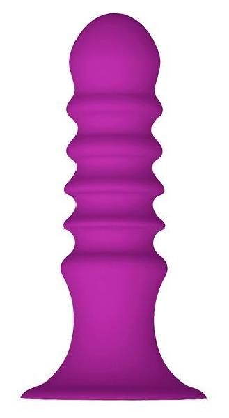 Фиолетовый ребристый анальный стимулятор RIBBED PLUG - 13,5 см. от Dream Toys