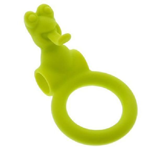 Зелёное эрекционное кольцо с вибрацией NEON FROGGY STYLE VIBRATING RING от Dream Toys