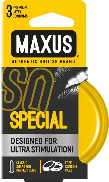 Презервативы с точками и рёбрами в железном кейсе MAXUS Special - 3 шт. от Maxus