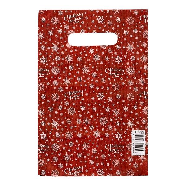 Красный подарочный новогодний пакет с вырубной ручкой (20х30 см) от Сима-Ленд
