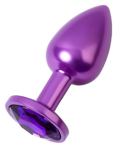 Фиолетовый анальный плаг с кристаллом фиолетового цвета - 7,2 см. от ToyFa