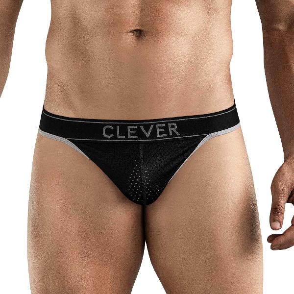 Черные перфорированные трусы-тонги Clever Ambar Thong от Clever Masculine Underwear