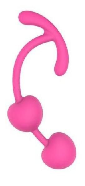 Розовые силиконовые вагинальные шарики с ограничителем от Bior toys