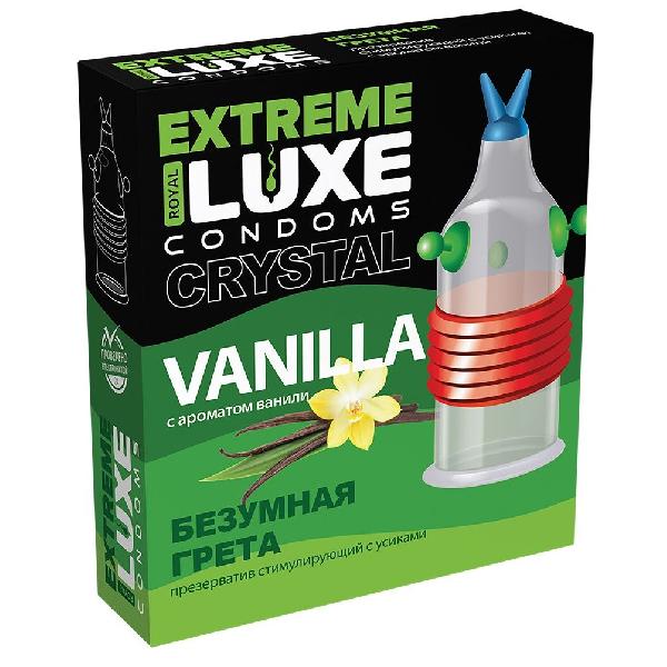 Стимулирующий презерватив  Безумная Грета  с ароматом ванили - 1 шт. от Luxe