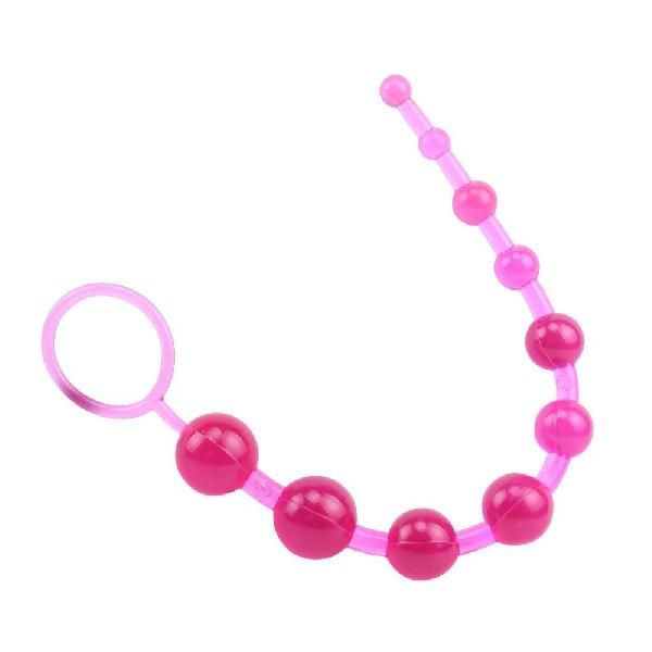 Розовая анальная цепочка с колечком Sassy Anal Beads - 26,7 см. от Chisa