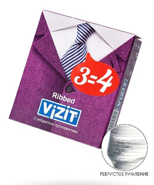 Ребристые презервативы VIZIT Ribbed - 3 шт. от VIZIT