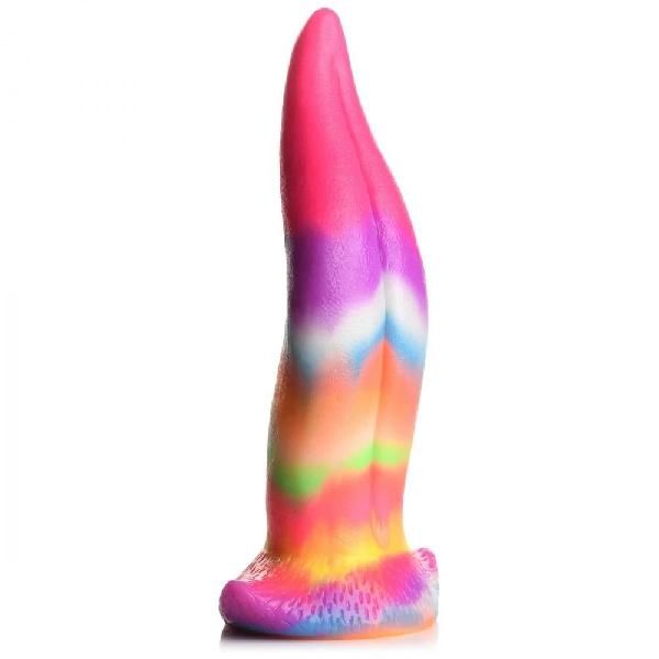 Фантазийный люминесцентный стимулятор-язык Unicorn Kiss Unicorn Tongue Glow-in-the-Dark Silicone Dildo - 21,3 см. от XR Brands