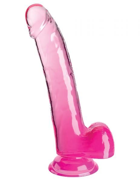 Розовый фаллоимитатор с мошонкой на присоске 9’’ Cock with Balls - 24,8 см. от Pipedream