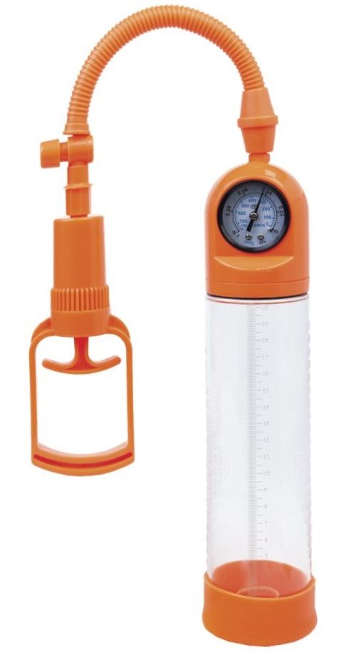 Оранжевая вакуумная помпа A-toys с манометром и прозрачной колбой от A-toys