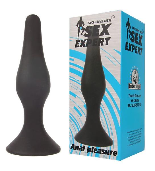 Чёрная анальная пробка Sex Expert - 11 см. от Bior toys