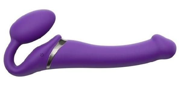Фиолетовый безремневой вибрострапон Vibrating Bendable Strap-On - size L от Strap-on-me