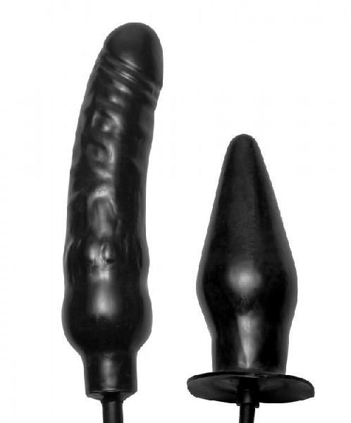 Пробка и фаллос с функцией расширения Deuce Double Penetration Inflatable Dildo and Anal Plug от XR Brands