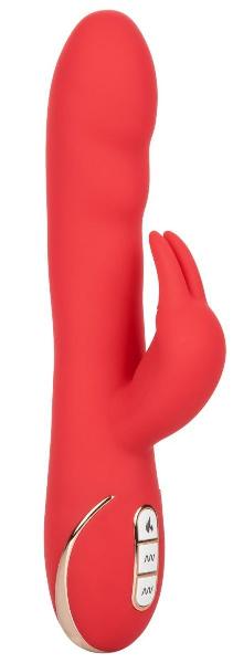 Красный вибромассажер-кролик с функцией нагрева Heated Silicone Ultra-Soft Rabbit - 21,5 см. от California Exotic Novelties