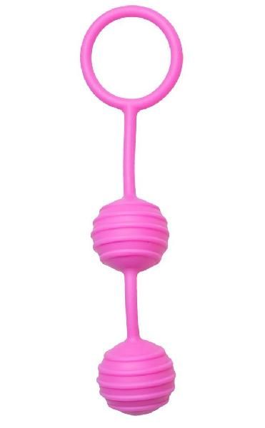 Розовые вагинальные шарики с ребрышками Pleasure Balls от EDC Wholesale