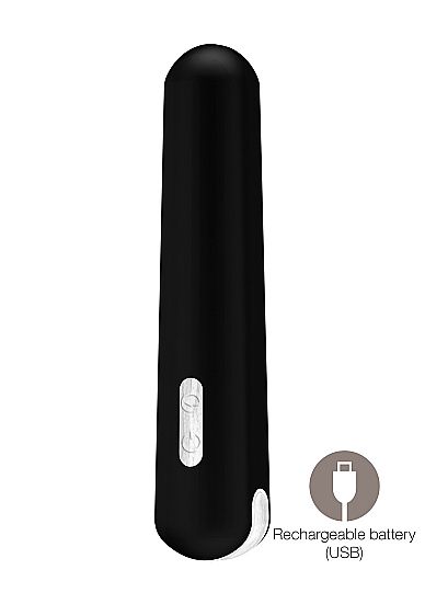 Гладкий чёрный вибромассажер Miki - 16,2 см. от Shots Media BV