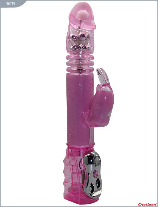 Розовый вибратор с металлическими шариками - 29 см. от Eroticon