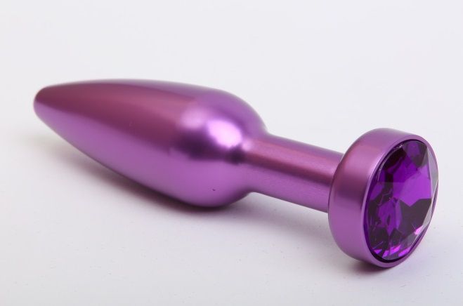 Фиолетовая анальная пробка с фиолетовым стразом - 11,2 см. от 4sexdreaM