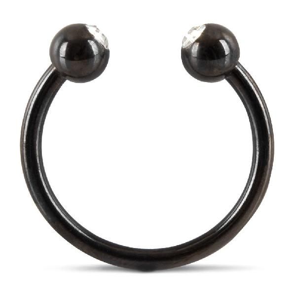 Черное металлическое кольцо под головку со стразами Glans Ring от Orion