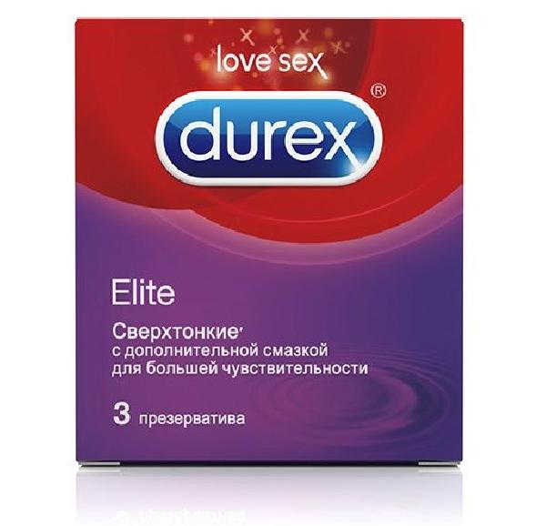 Сверхтонкие презервативы Durex Elite - 3 шт. от Durex