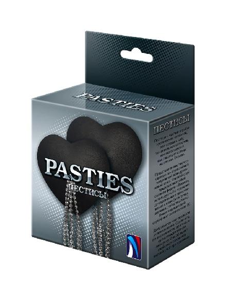 Черные полиуретновые пэстисы-сердечки с серебристыми кисточками от LOVETOY (А-Полимер)