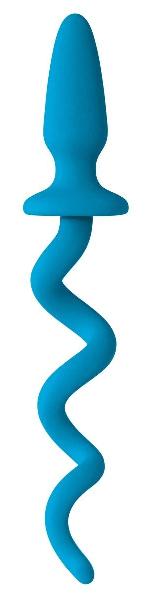 Голубая анальная пробка с хвостом-спиралью Oinkz от NS Novelties