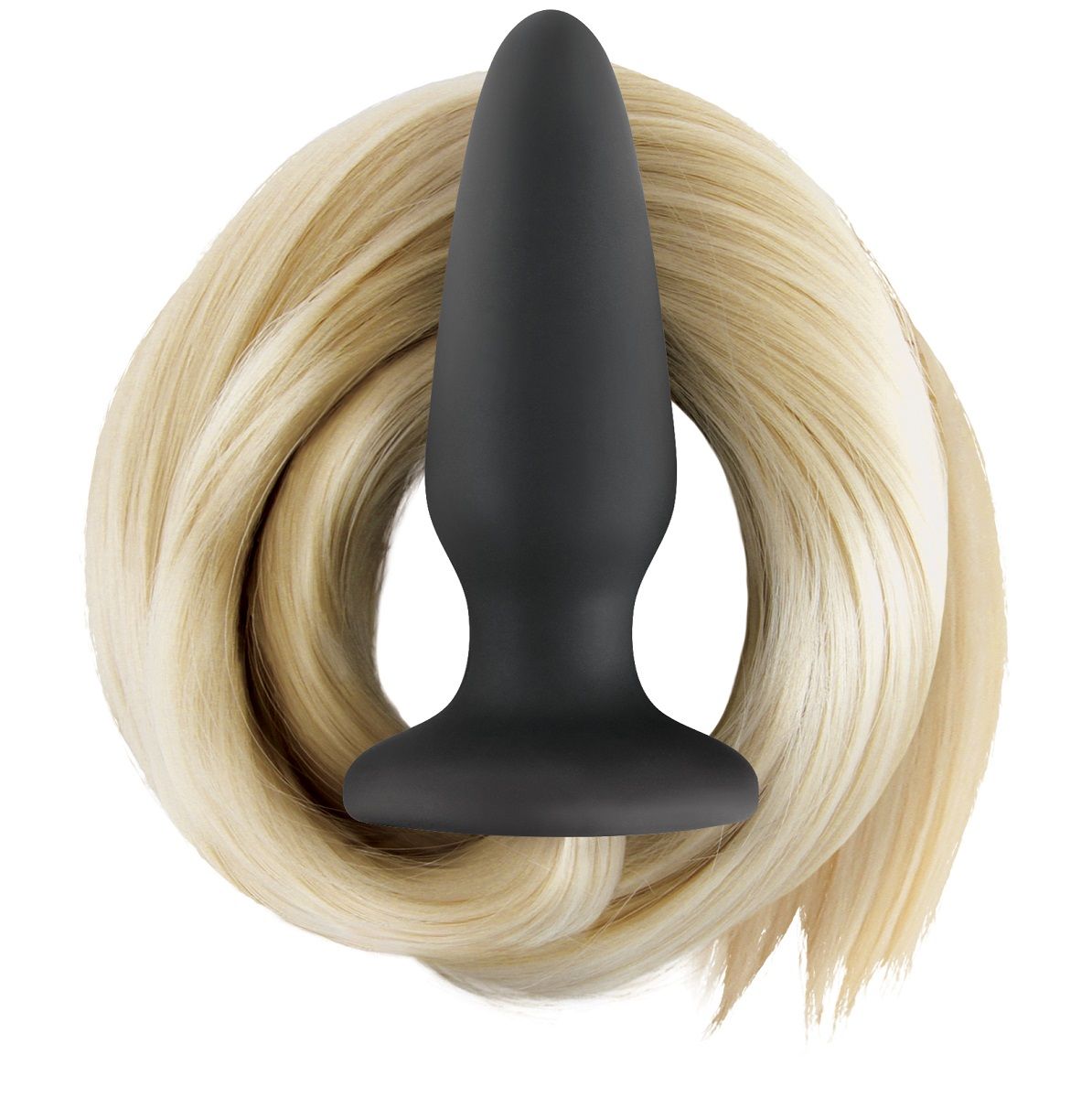 Чёрная анальная пробка с хвостом цвета блонд Filly Tails Palomino от NS Novelties