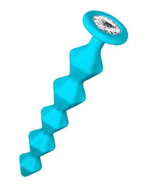 Бирюзовая анальная цепочка с кристаллом Chummy - 16 см. от Lola toys