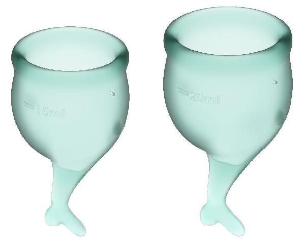 Набор темно-зеленых менструальных чаш Feel secure Menstrual Cup от Satisfyer