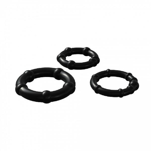 Набор из 3 черных эрекционных колец Babooom Ring Set от Adrien Lastic