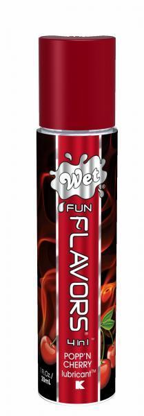 Разогревающий лубрикант Fun Flavors 4-in-1 Popp n Cherry с ароматом вишни - 30 мл. от Wet International Inc.