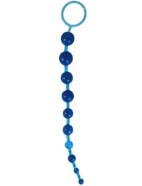 Голубая анальная цепочка Beads of Pleasure - 30 см. от Eroticon