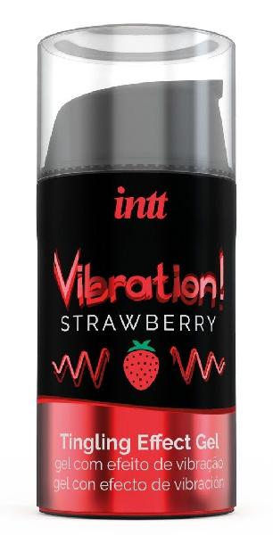 Жидкий интимный гель с эффектом вибрации Vibration! Strawberry - 15 мл. от INTT