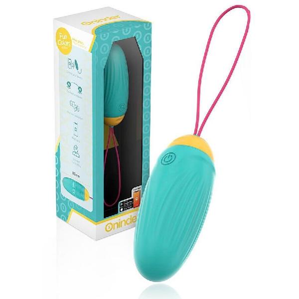 Бирюзовое виброяйцо с ротацией и управлением через приложение от Oninder