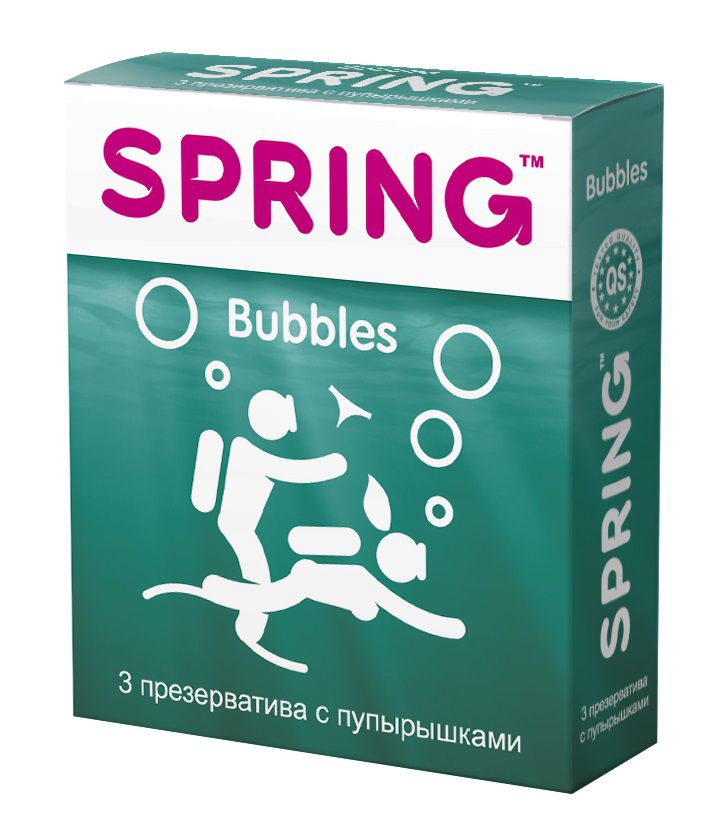 Презервативы SPRING BUBBLES с пупырышками - 3 шт. от SPRING