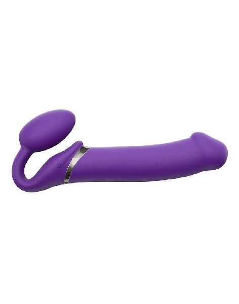 Фиолетовый безремневой вибрострапон Silicone Bendable Strap-On - size XL от Strap-on-me