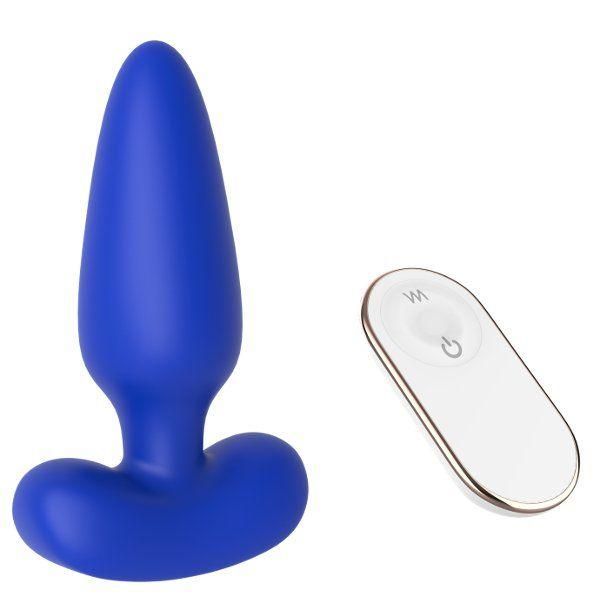 Синяя анальная пробка с пультом ДУ Remote Anal Plug - 12 см. от Dream Toys