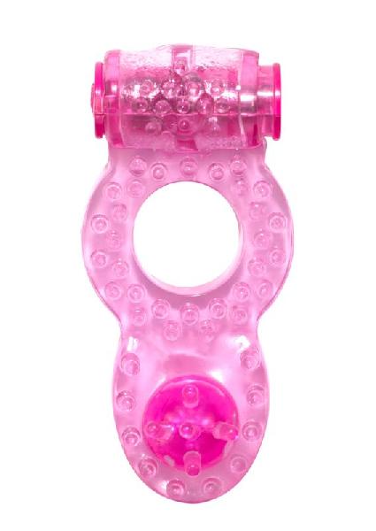 Розовое эрекционное кольцо с вибрацией Rings Ringer от Lola toys