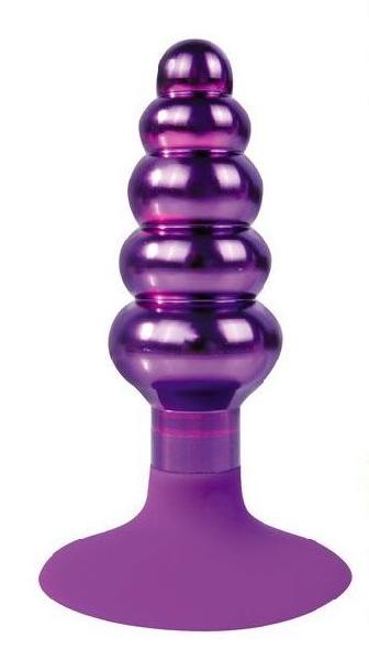 Фиолетовая анальная пробка-елочка с круглым ограничителем - 10 см.  от Bior toys